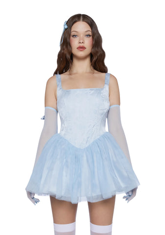 Enchanted Winter Mini Dress With Gloves