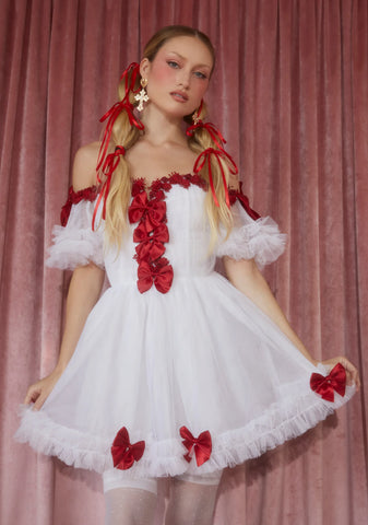 Winter Rose Mini Dress - White