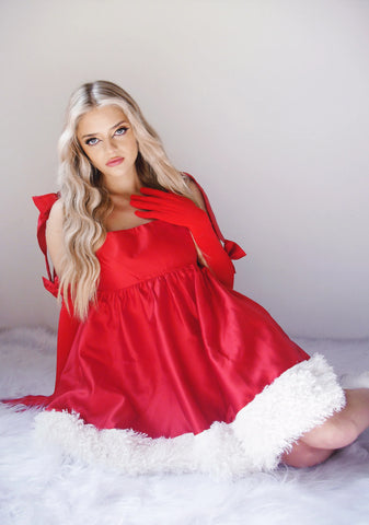 Merry Provocative Babydoll Dress And Gloves Set