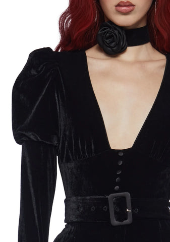 Chic Manners Velvet Romper - Black