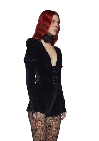 Chic Manners Velvet Romper - Black