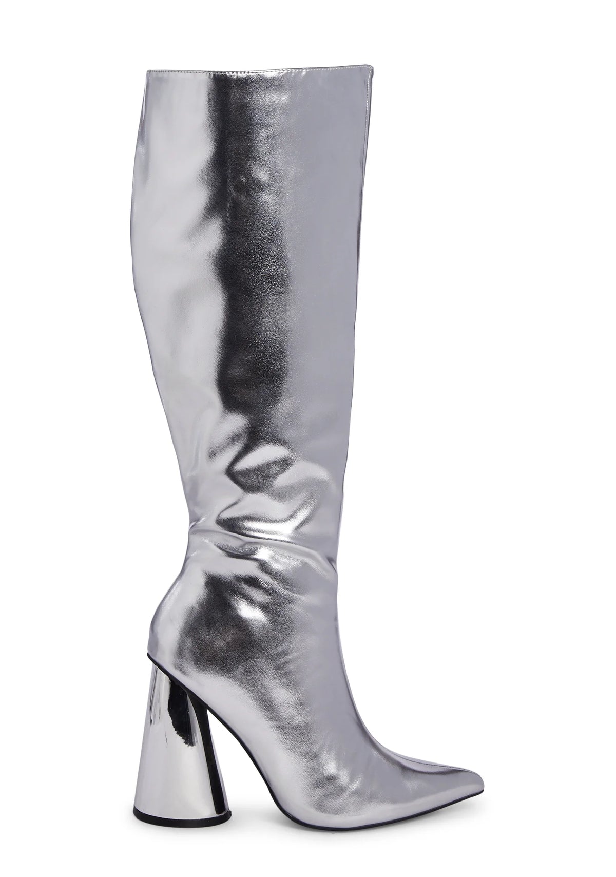Work It Knee High Boots - Silver