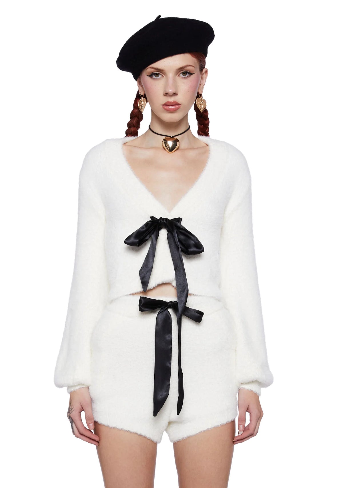 Swan Lake Affair Fuzzy Cardigan-White