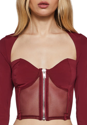 Do You Good Mesh Corset Top - Red