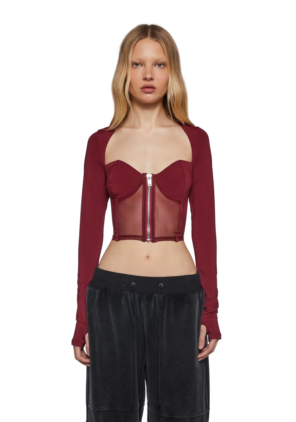 Do You Good Mesh Corset Top - Red