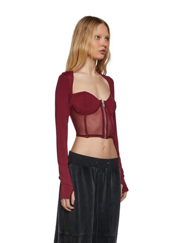 Do You Good Mesh Corset Top - Red