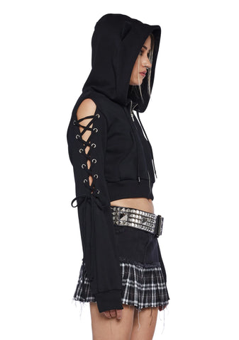 Kitty Karma Lace Up Hoodie