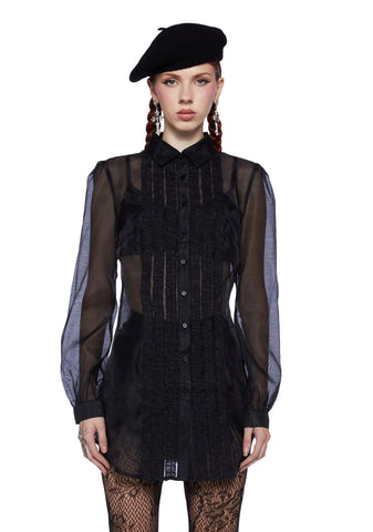 I Totally Paused Sheer Top - Black