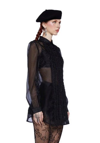 I Totally Paused Sheer Top - Black