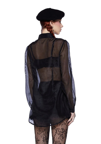 I Totally Paused Sheer Top - Black