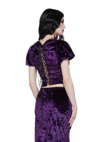 Time Stands Still Velvet Top - Purple
