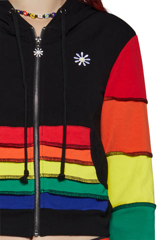 90s Mode Zip-Up Thermal Hoodie