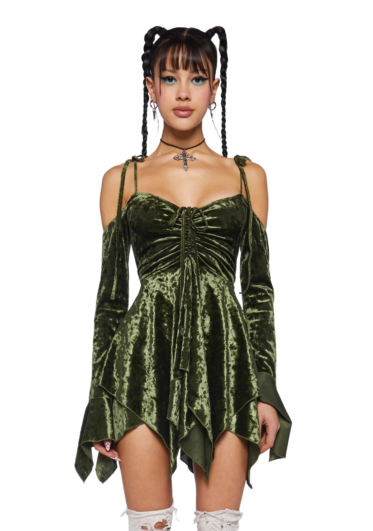 F is For Fairies Handkerchief Dress - Olive Velvet