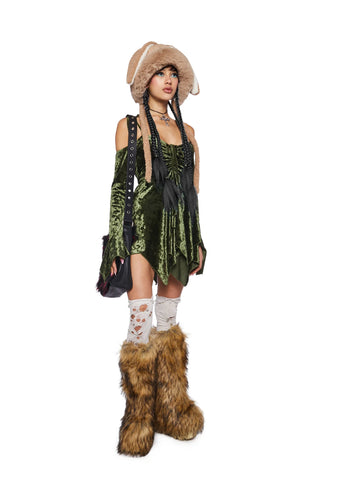 F is For Fairies Handkerchief Dress - Olive Velvet