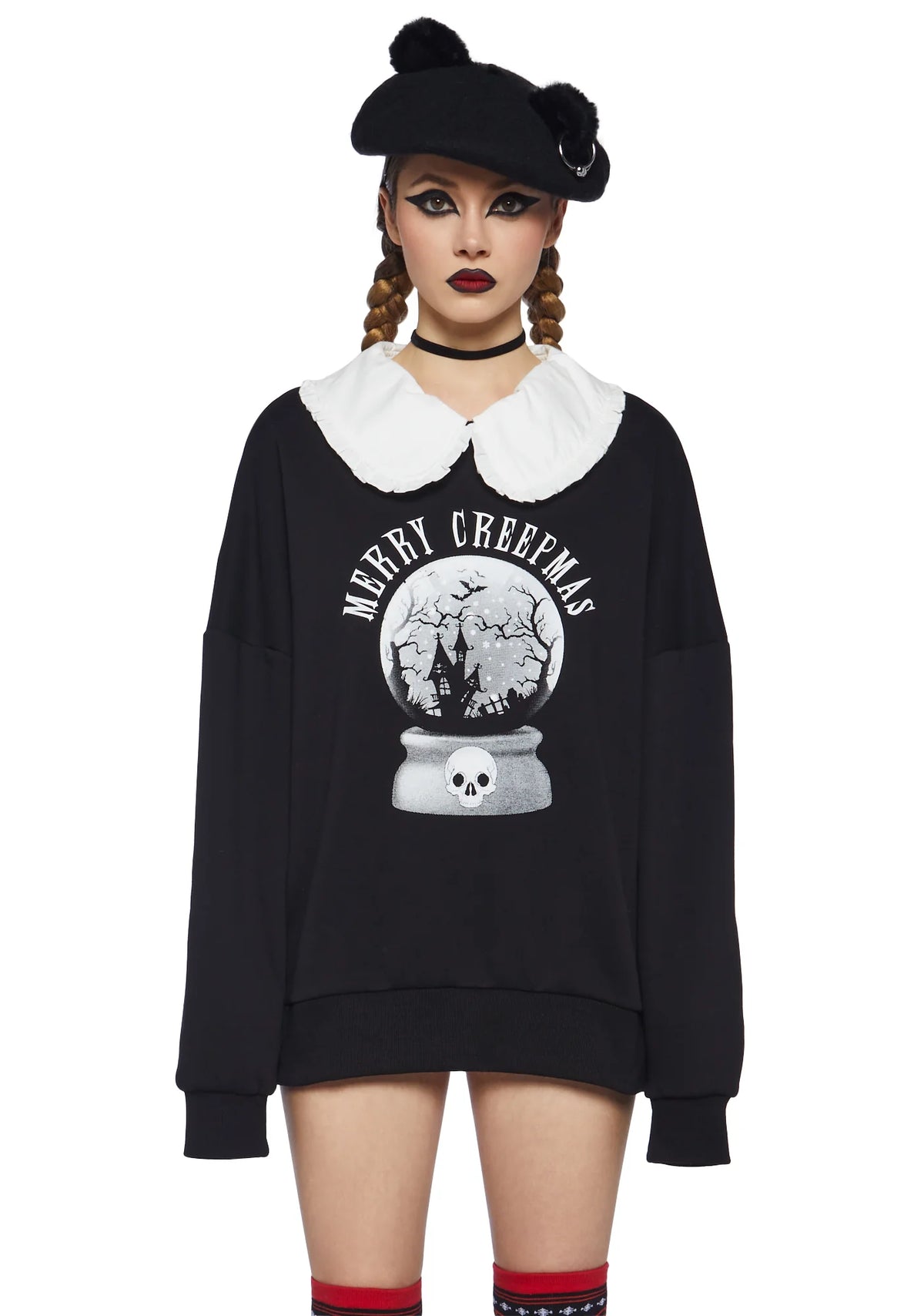 Snowglobe Nightmares Collared Sweatshirt