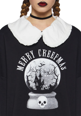 Snowglobe Nightmares Collared Sweatshirt