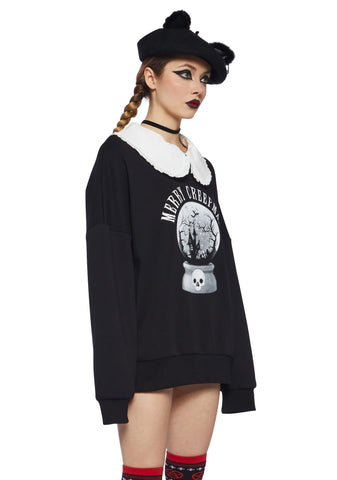 Snowglobe Nightmares Collared Sweatshirt