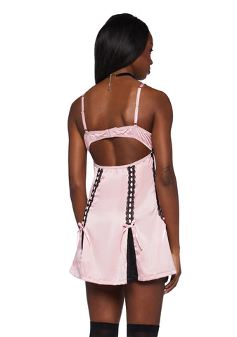 Late Night Rendezvous Slip Dress- Pink