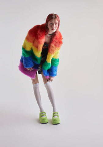 Vivid Vibrations Faux Fur Coat