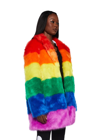 Vivid Vibrations Faux Fur Coat