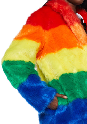 Vivid Vibrations Faux Fur Coat