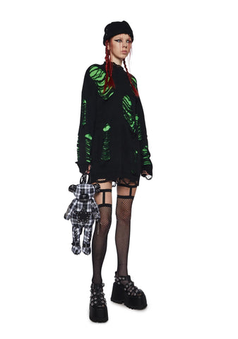 Remote Control Knit Sweater - Green