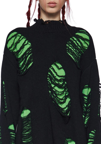Remote Control Knit Sweater - Green