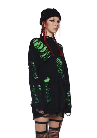 Remote Control Knit Sweater - Green