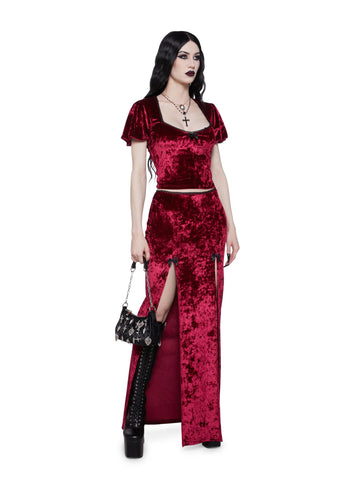 Time Stands Still Velvet Top - Burgundy