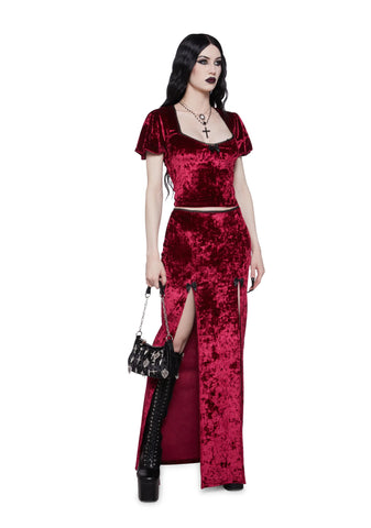 Time Stands Still Maxi Skirt - Burgundy