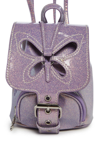Feeling Good Butterfly Backpack - Purple Glitter
