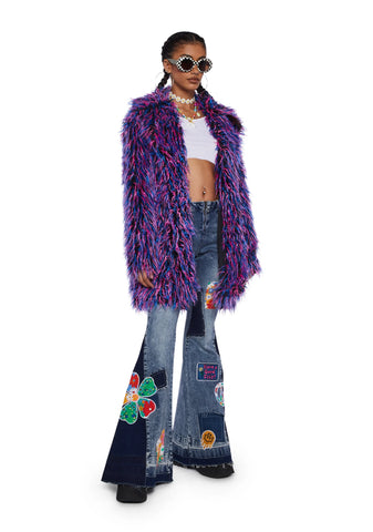 Neon Vibes Faux Fur Coat