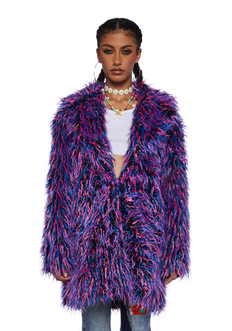 Neon Vibes Faux Fur Coat
