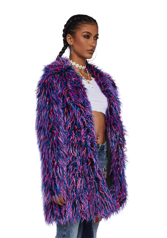 Neon Vibes Faux Fur Coat