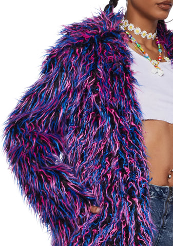 Neon Vibes Faux Fur Coat