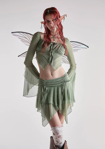 Wild Attraction Mesh Mini Skirt- Green