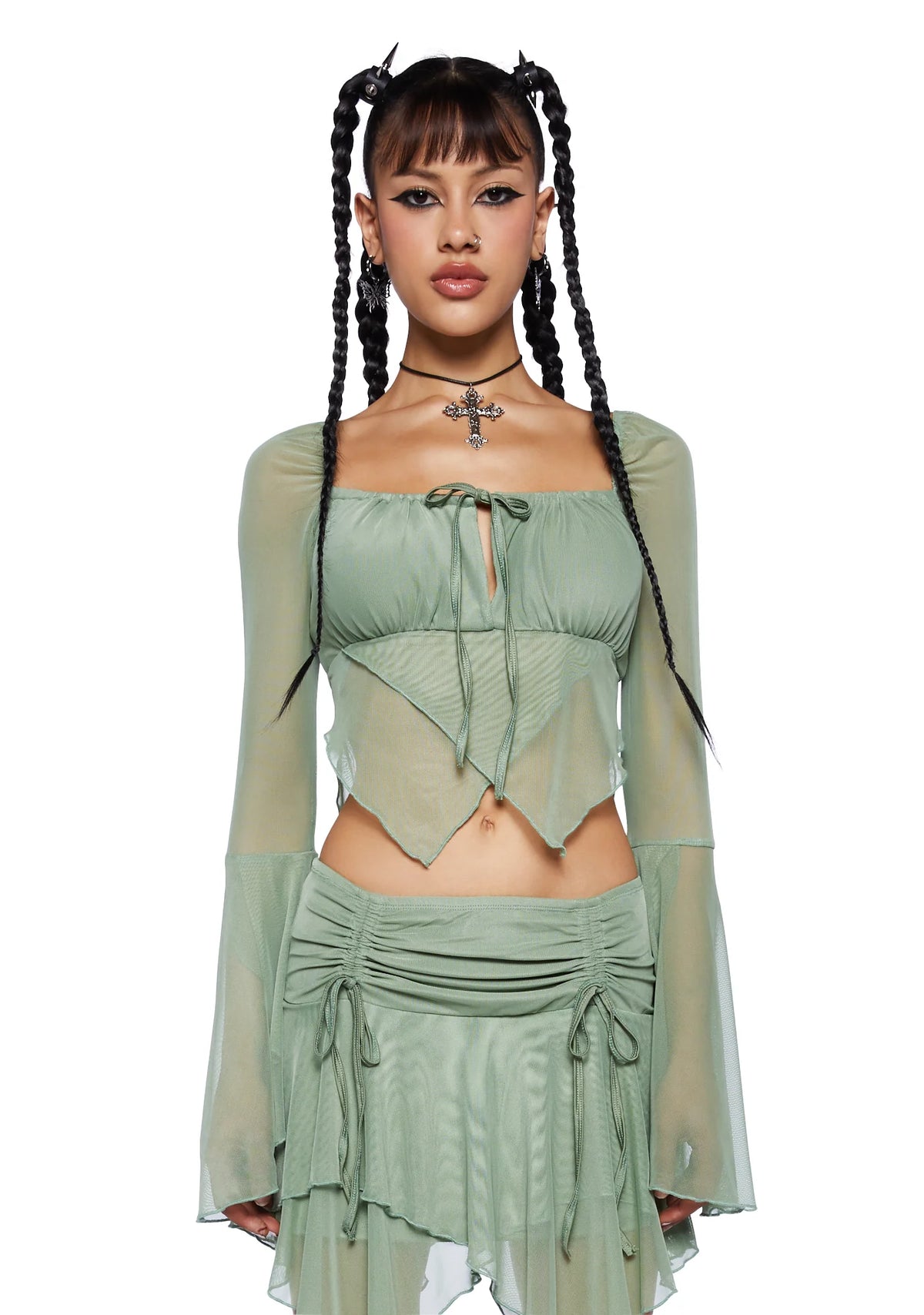 Wild Attraction Mesh Top- Green