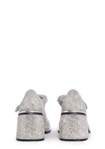 Desire Me Rhinestone Mary Janes - Silver