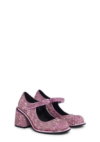 Desire Me Rhinestone Mary Janes - Pink