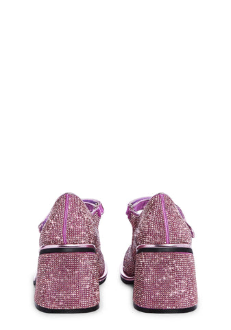 Desire Me Rhinestone Mary Janes - Pink