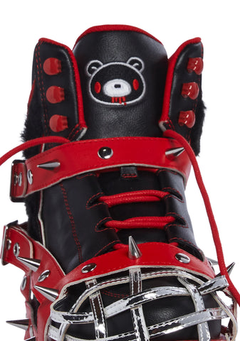 Qozmo Gloomy Bear Platform Sneakers - Red