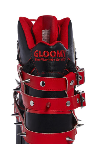 Qozmo Gloomy Bear Platform Sneakers - Red