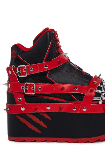Qozmo Gloomy Bear Platform Sneakers - Red