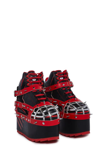 Qozmo Gloomy Bear Platform Sneakers - Red