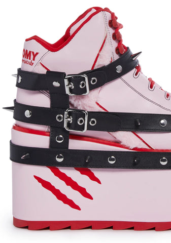 Qozmo Gloomy Bear Platform Sneakers - Pink