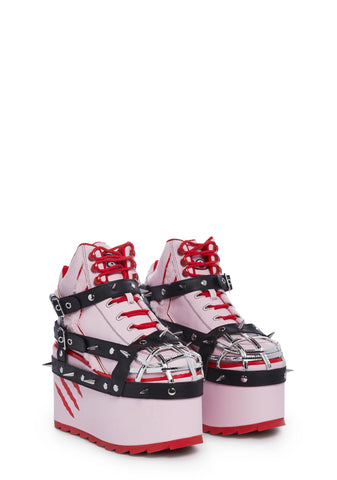 Qozmo Gloomy Bear Platform Sneakers - Pink