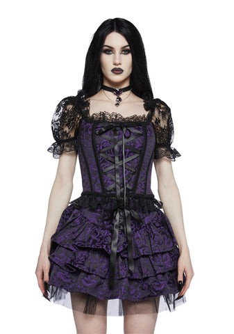Hit The Ground Brocade Corset - Purple