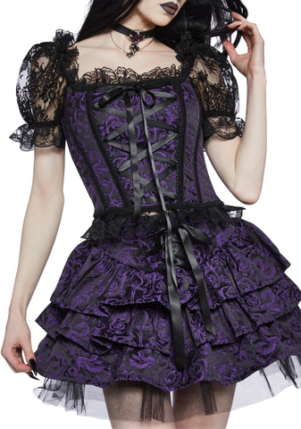 Hit The Ground Brocade Corset - Purple