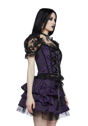 Hit The Ground Brocade Corset - Purple