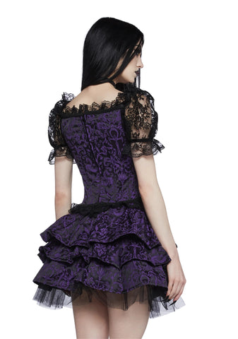 Hit The Ground Brocade Corset - Purple